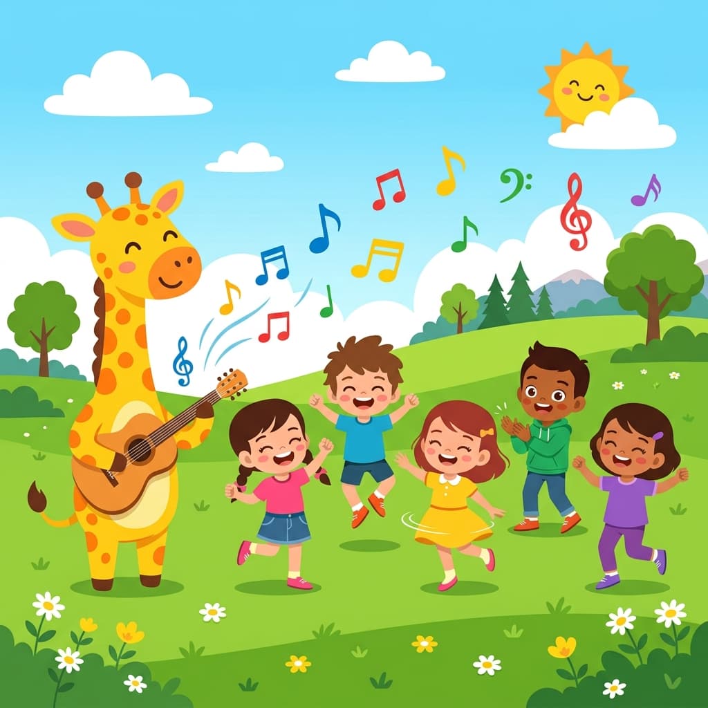 Tinyraf Mascot and Cartoon Kids Hero Scene